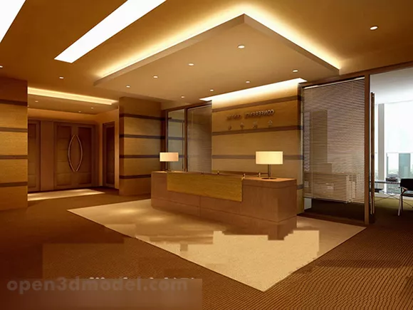 Reception Desk Curved Form 3d model