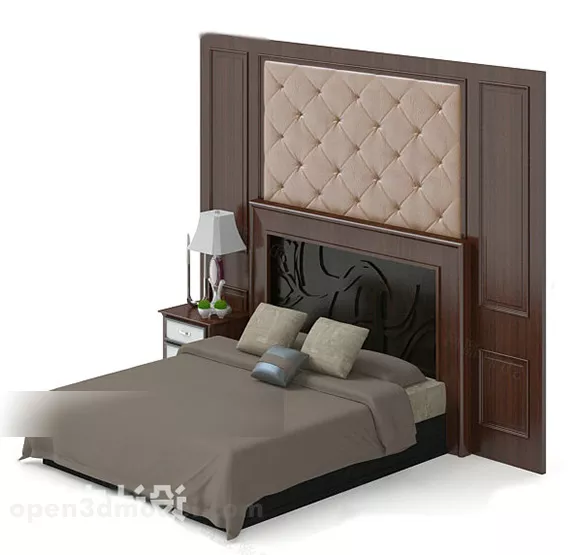 Modern Bed With Back Wall Decoration 3d model Modern Bed With Back Wall Decoration 3d model
