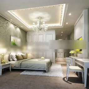 Modern Lighting Bedroom Design Interior 3d model