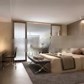 Bedroom Slide Door Interior 3d model