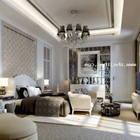 Modern Design Bedroom Interior V1 3d model