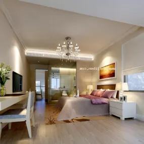 Simple Design Bedroom Interior 3d model