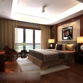 Bedroom Background Wall Interior 3d model