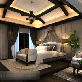 Bedroom Fan Lighting Interior 3d model