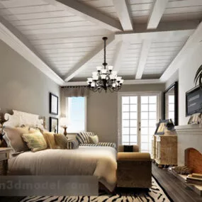 Bedroom Fireplace Interior 3d model