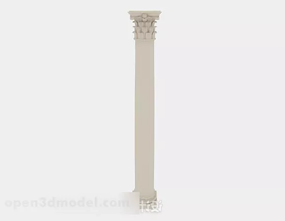 Beige Chinese Style Pillar 3d model Beige Chinese Style Pillar 3d model