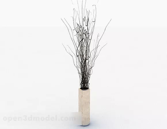 Beige Ceramic Vase Dry Branches 3d model Beige Ceramic Vase Dry Branches 3d model