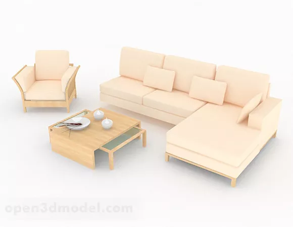 Beige Set Sofa Furniture 3d model Beige Set Sofa Furniture 3d model