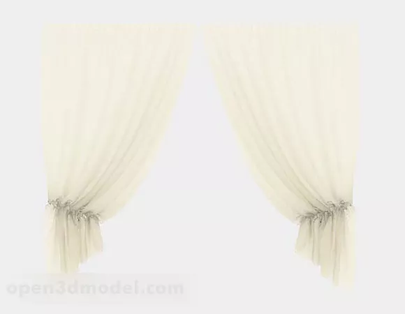 Beige Gauze Curtain 3d model Beige Gauze Curtain 3d model