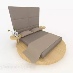 Beige Minimalist Double Bed 3d model