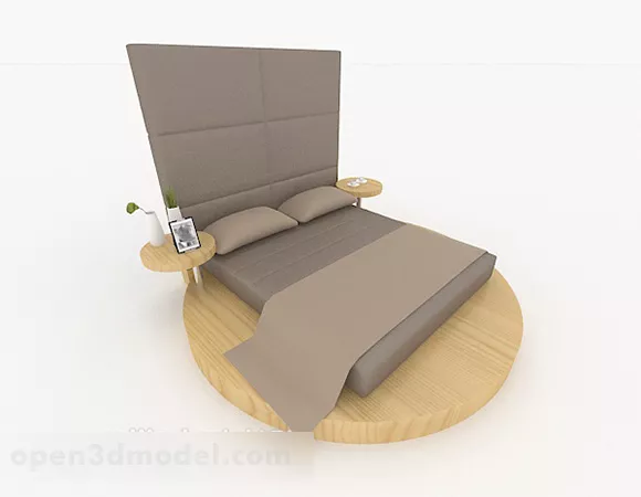 Beige Minimalist Double Bed 3d model Beige Minimalist Double Bed 3d model