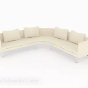Beige Minimalist Multiseater Sofa 3d model
