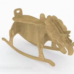 Beige Wooden Children Rocking Chair 3d model