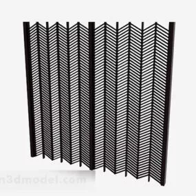 Black Double Door Folding Screen 3d model