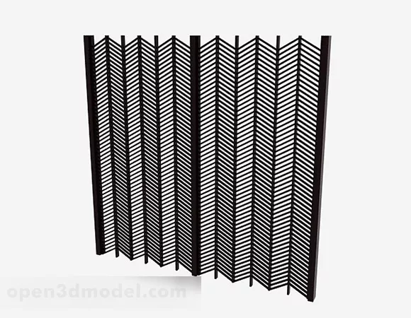 Black Double Door Folding Screen 3d model Black Double Door Folding Screen 3d model