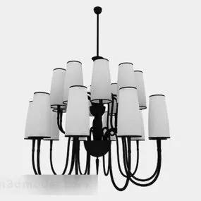 European style metal round 2 layer chandelier 3d model