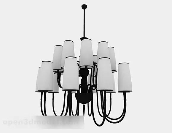 European style metal round 2 layer chandelier 3d model European style metal round 2 layer chandelier 3d model