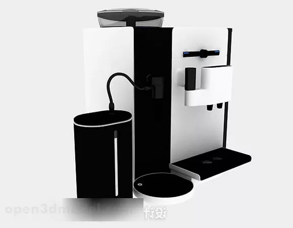 Black White Home Coffee Machine 3d model Black White Home Coffee Machine 3d model