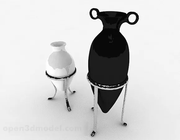 Black White Color Pointed Bottom Vase 3d model Black White Color Pointed Bottom Vase 3d model