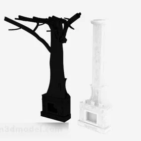 Black And White Fireplace 3d model