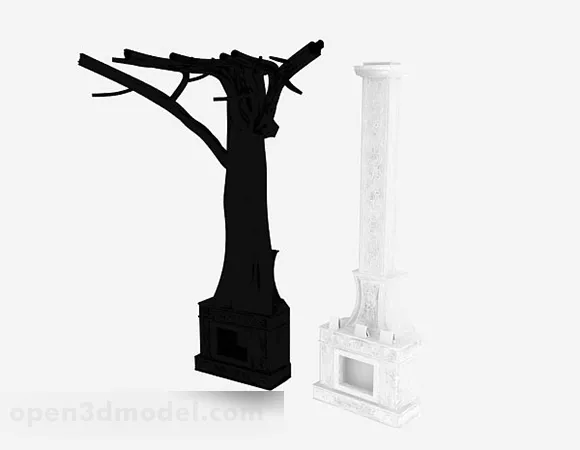 Stone Fireplace Modern Shape 3d model