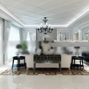 Black And White Home Living Room Interior 3d model