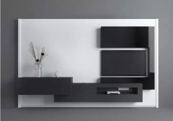 Black White Minimalist Tv Wall Design Interior 3d model Black White Minimalist Tv Wall Design Interior 3d model