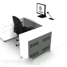 Black And White Office Desk And Chair 3d model