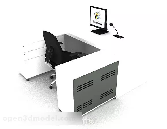 Black And White Office Desk And Chair 3d model Black And White Office Desk And Chair 3d model
