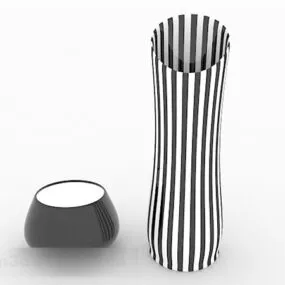 Black White Striped Ceramic Ornament 3d model