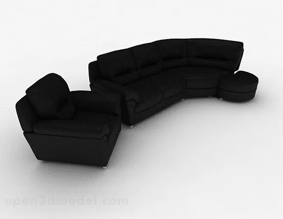 Black Combination Sofa Furniture 3d model Black Combination Sofa Furniture 3d model