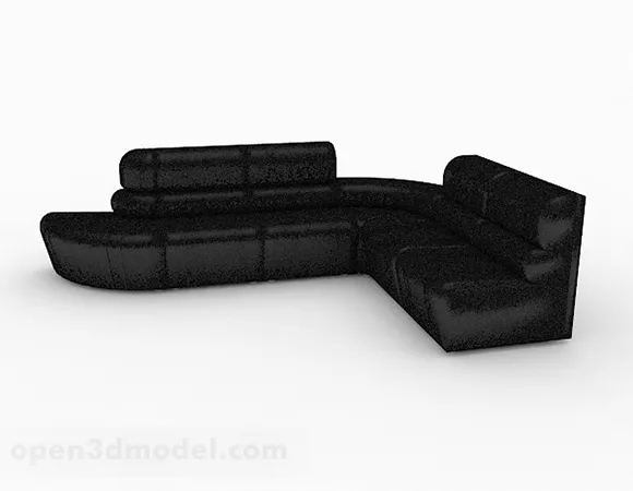Black Casual Multi-seats Sofa Furniture 3d model Black Casual Multi-seats Sofa Furniture 3d model