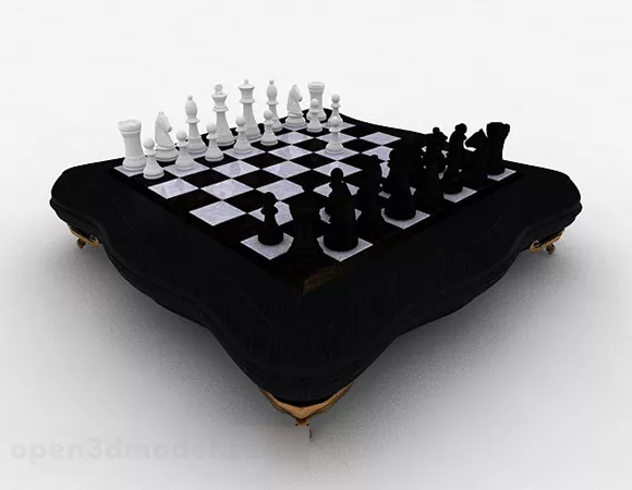 Chess Game Wooden Chessboard 3d model