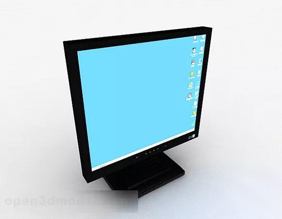 Square Lcd Monitor With Pc Mouse 3d model