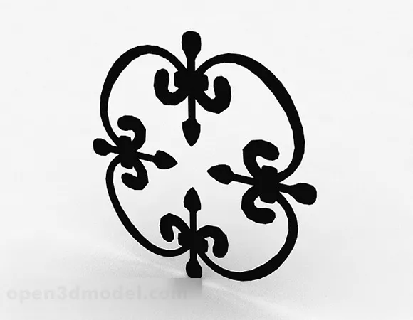 Black Decorative Wrought Iron Flower 3d model Black Decorative Wrought Iron Flower 3d model