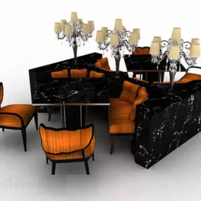 Black Dining Table Chairs 3d model