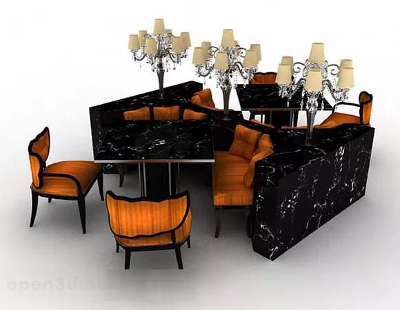 Black Dining Table Chairs 3d model Black Dining Table Chairs 3d model