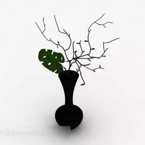 Black Flared Ceramic Vase 3d model