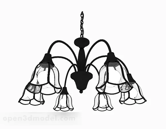 Black Flower Chandelier 3d model Black Flower Chandelier 3d model
