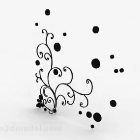 Black Flower Pattern Wallpaper 3d model