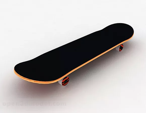 Old Skateboard With Decorative Texture 3d model