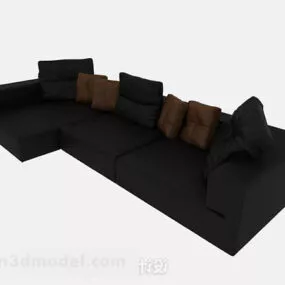 Black Home Simple Multi-seater Sofa 3d model