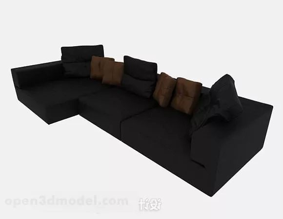 Black Home Simple Multi-seater Sofa 3d model Black Home Simple Multi-seater Sofa 3d model