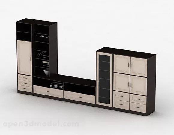 Black Home Tv Cabinet 3d model Black Home Tv Cabinet 3d model