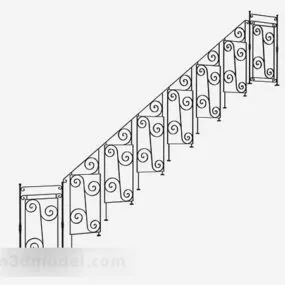 Black Iron Staircase Railing 3d model