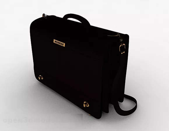 Black Leather Shoulder Bag 3d model Black Leather Shoulder Bag 3d model