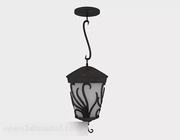 Black Metal Outdoor Chandelier 3d model Black Metal Outdoor Chandelier 3d model