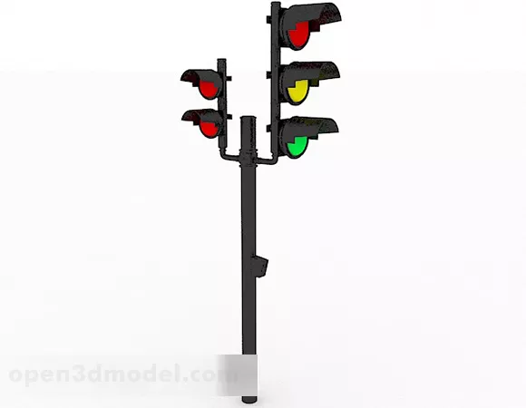 Black Metal Road Red Green Light 3d model Black Metal Road Red Green Light 3d model