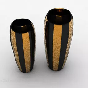 Black Yellow Metal Vase 3d model