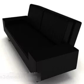 Black Minimalist Business Double Sofa 3d model